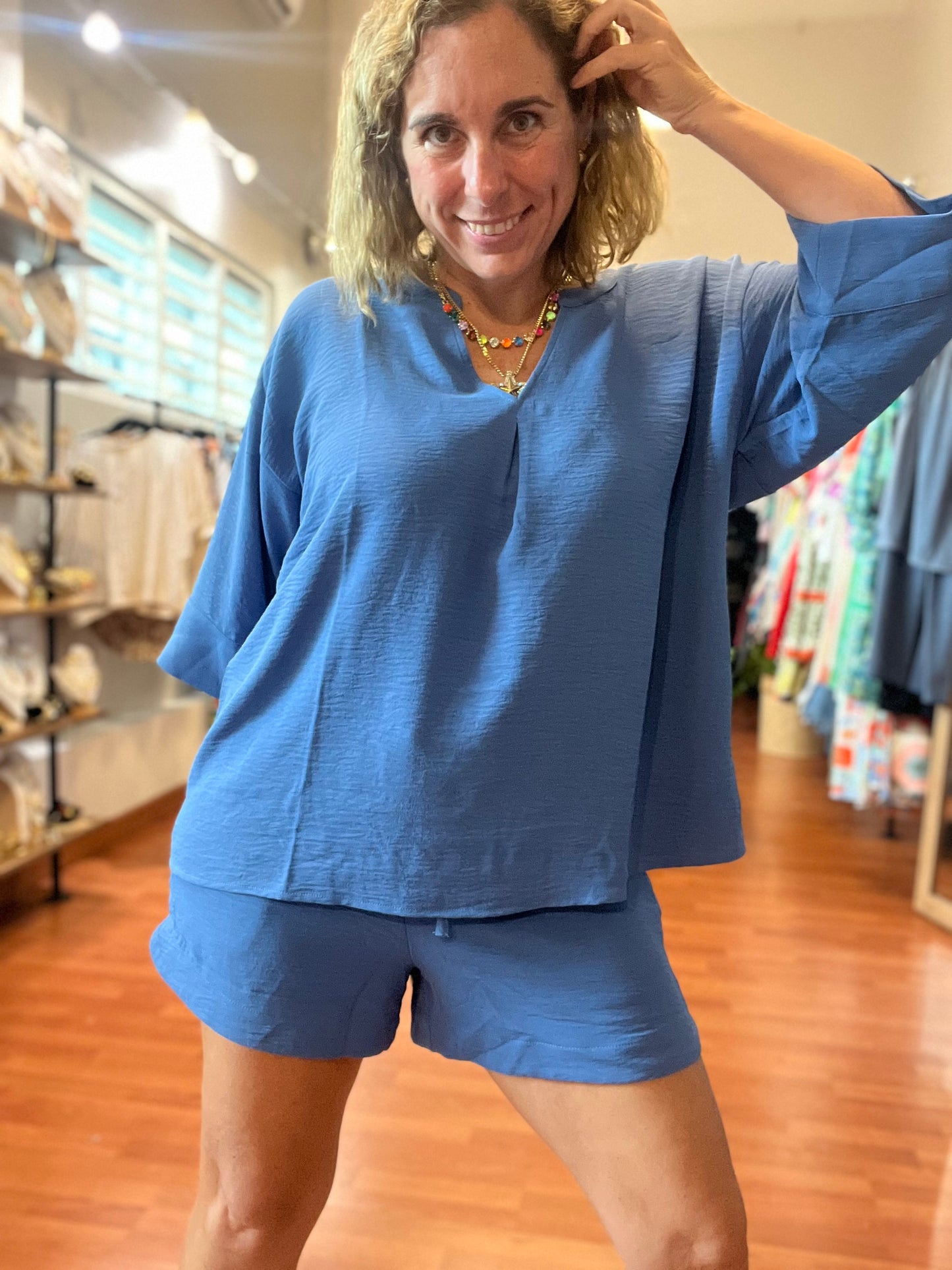 Blue short set
