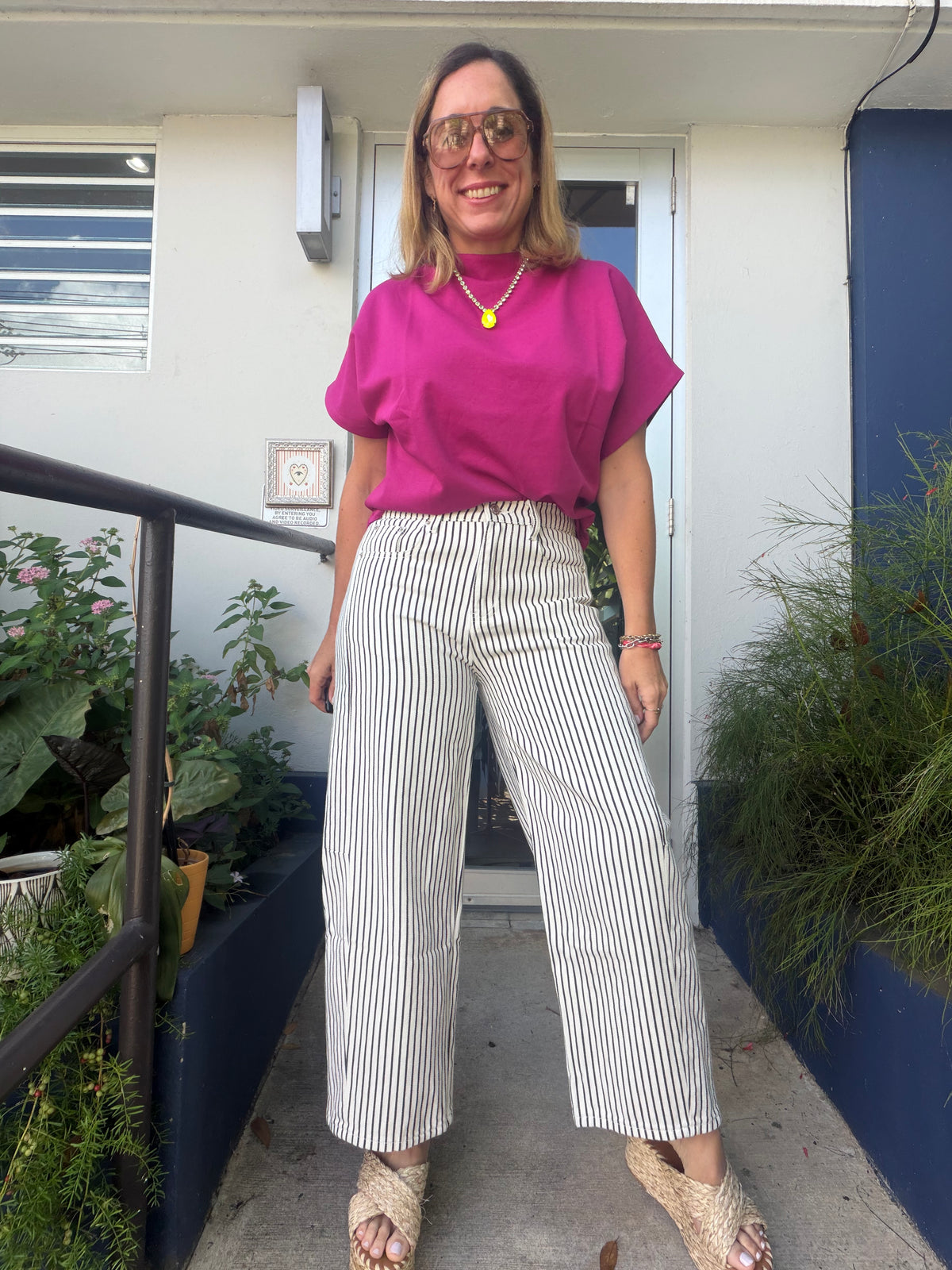 Striped barrel pants