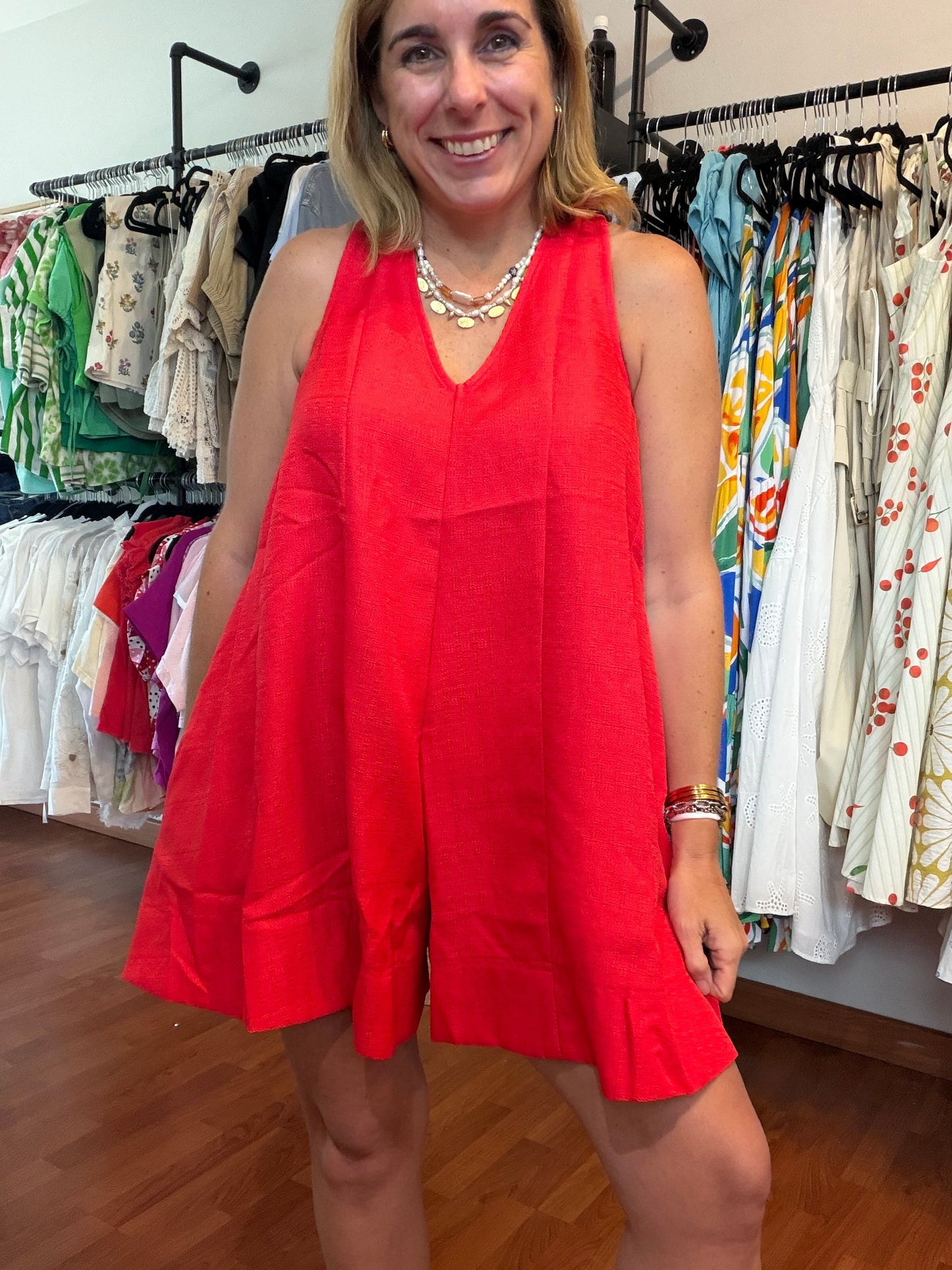 Cleo Red Romper