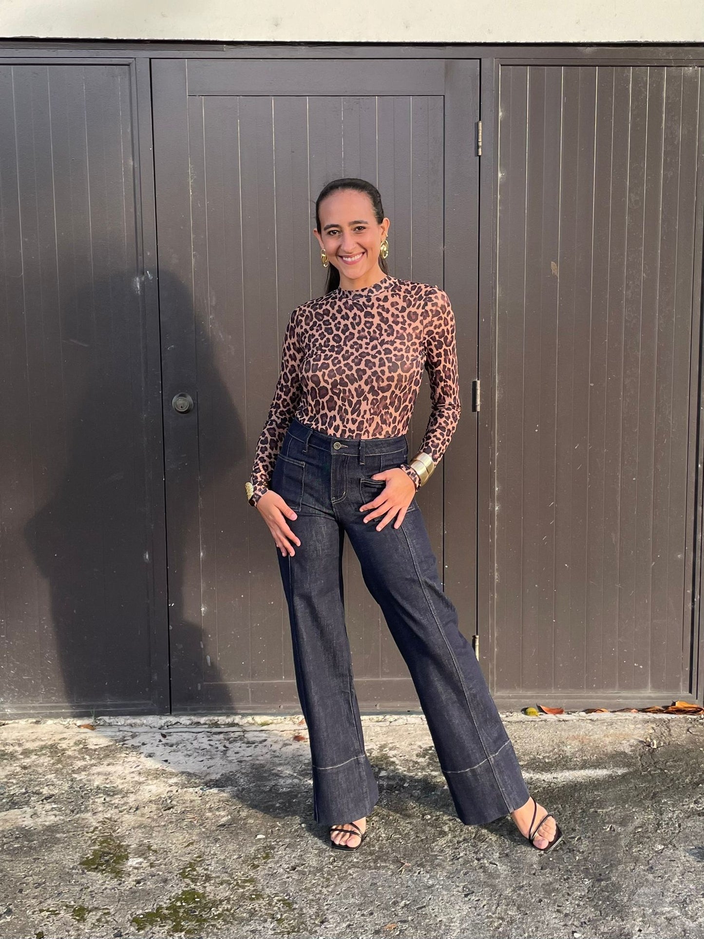 Leopard mesh top