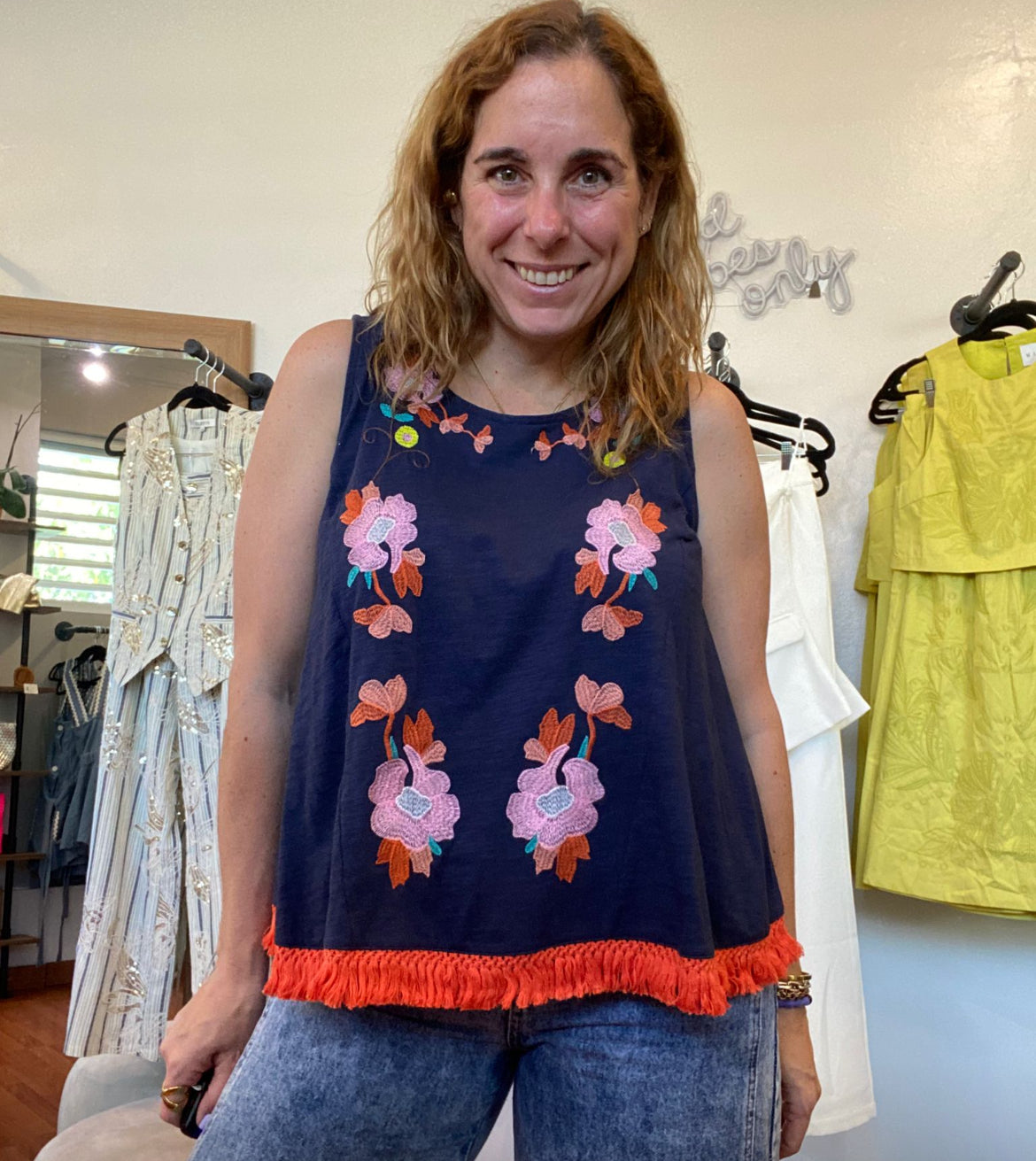 Bibi navy short sleeve top