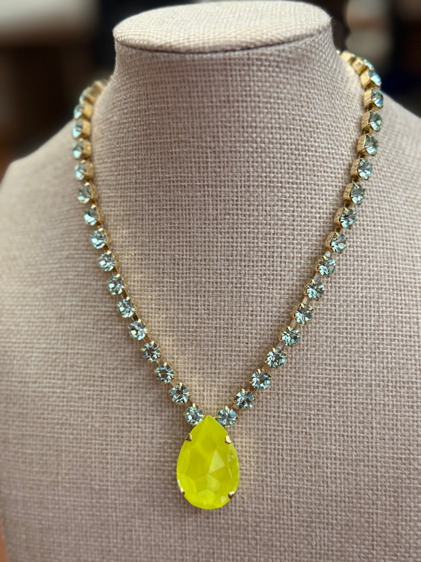 TOVA Melinda Necklace in Custom Electric Yellow/ Aqua