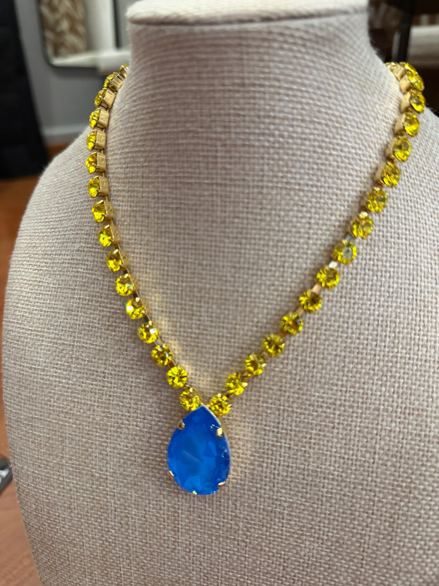 TOVA Melinda Necklace in Electric Blue/Yellow