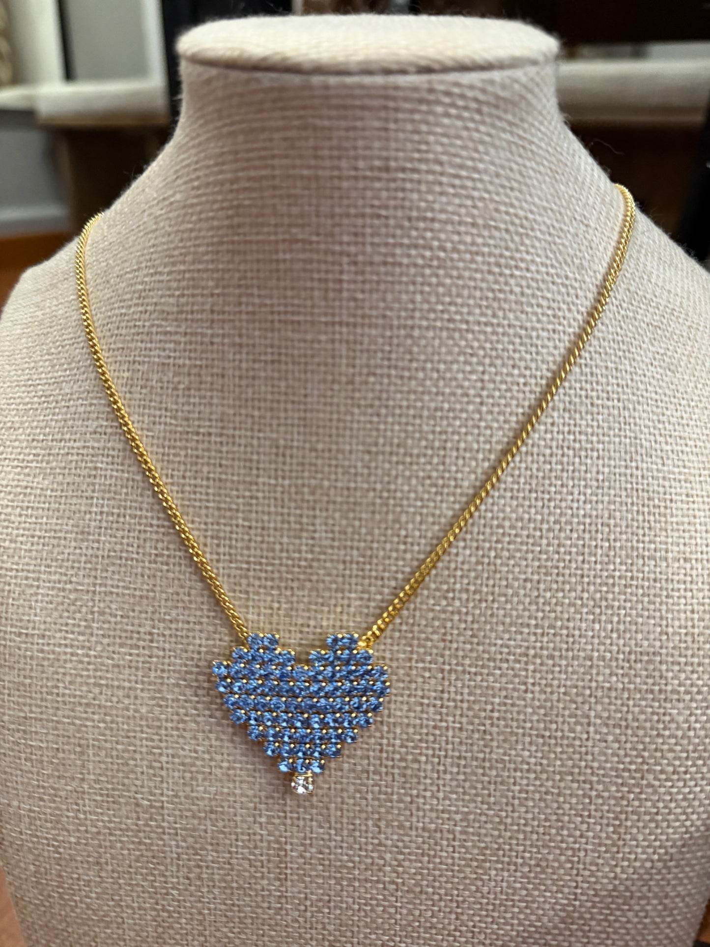 TOVA Candy Heart Necklace in pastels/blue