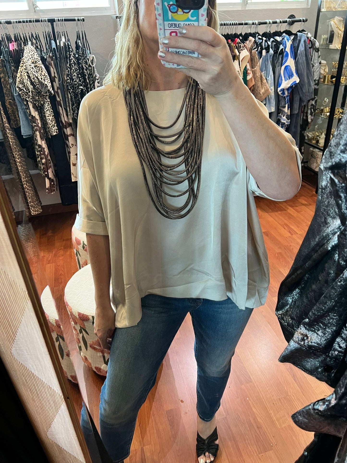 Cream Satin Top