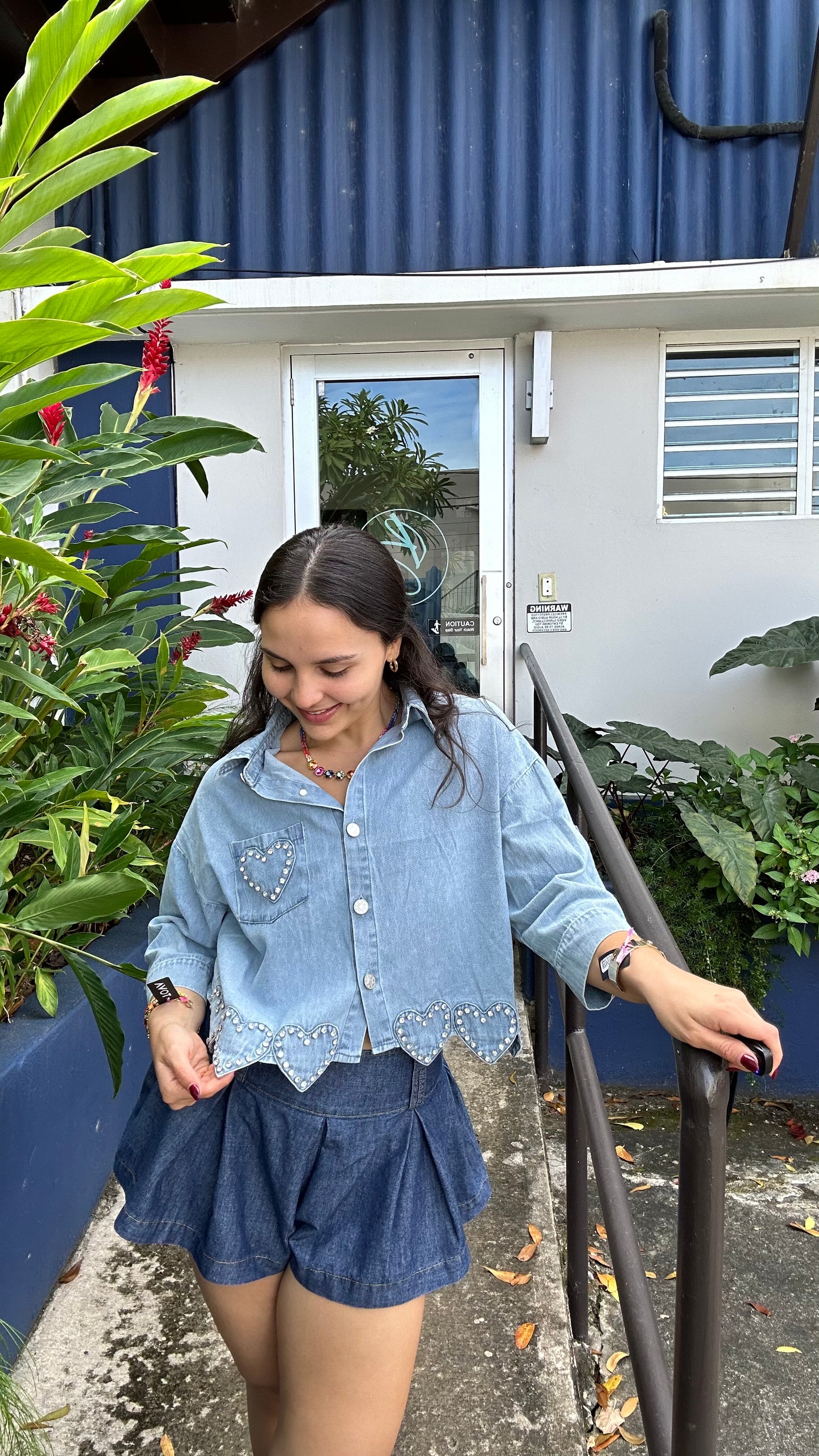 Heart Denim Top