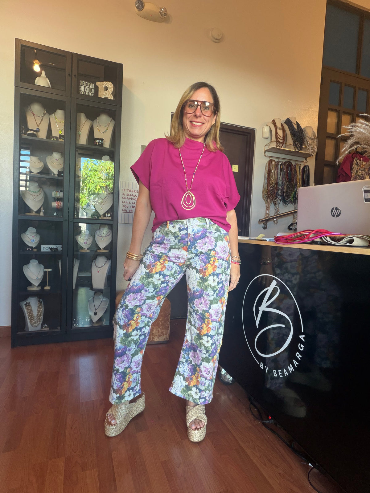 Multi Flower Print Pants