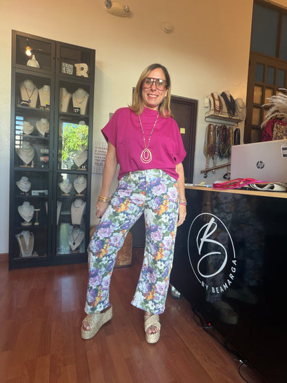 Multi Flower Print Pants