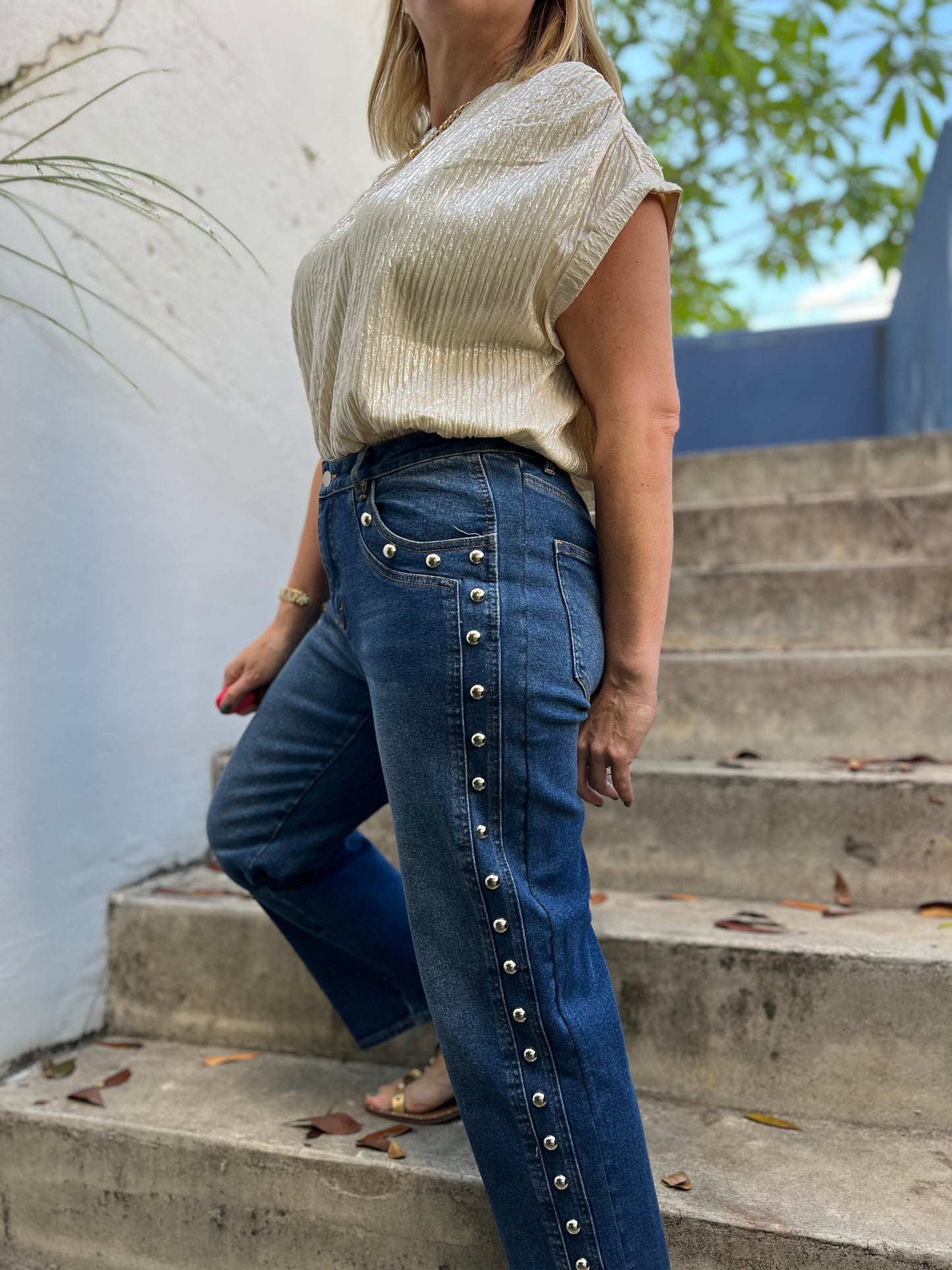 Coco metal studded jean