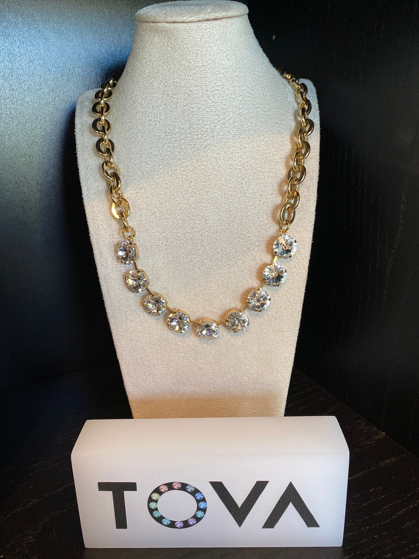 Tova Chunky Necklace Round Clear/ Dorado
