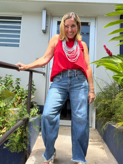 Red Bloom Top