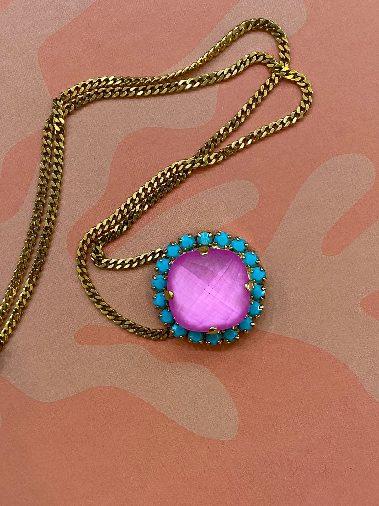 TOVA Cambrie Necklace in Ultra Fuchsia & Turquoise