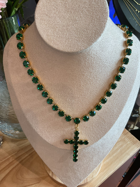 Emerald Cross Necklace N11 TOVA