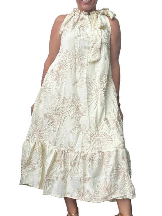 Floral Embroidery Midi Dress