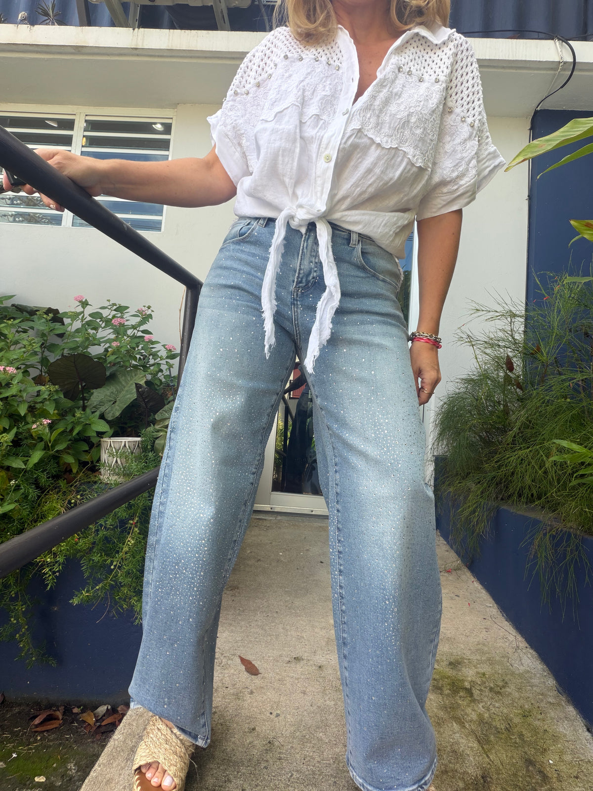 Juli Rhinestone Barrel Jean
