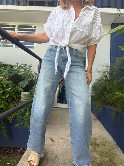 Juli Rhinestone Barrel Jean