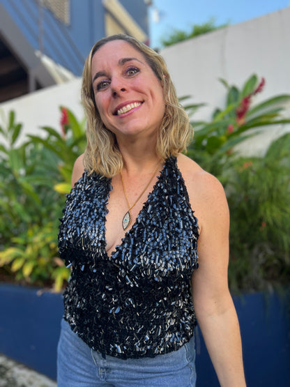 Pailette Halter Top