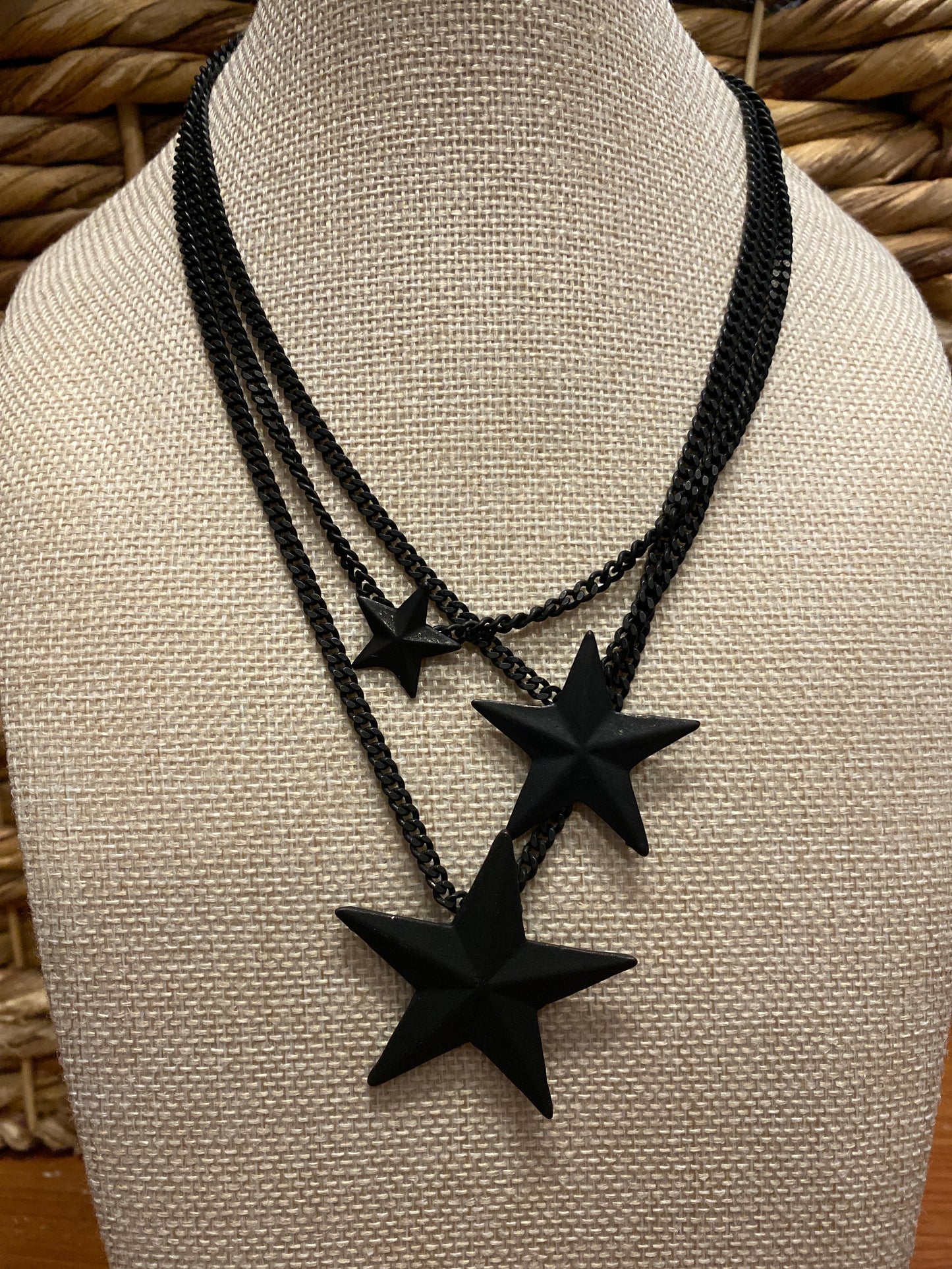 TOVA Black 3 Star Necklace