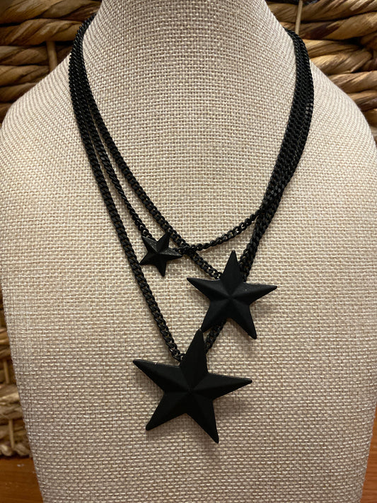 TOVA Black 3 Star Necklace