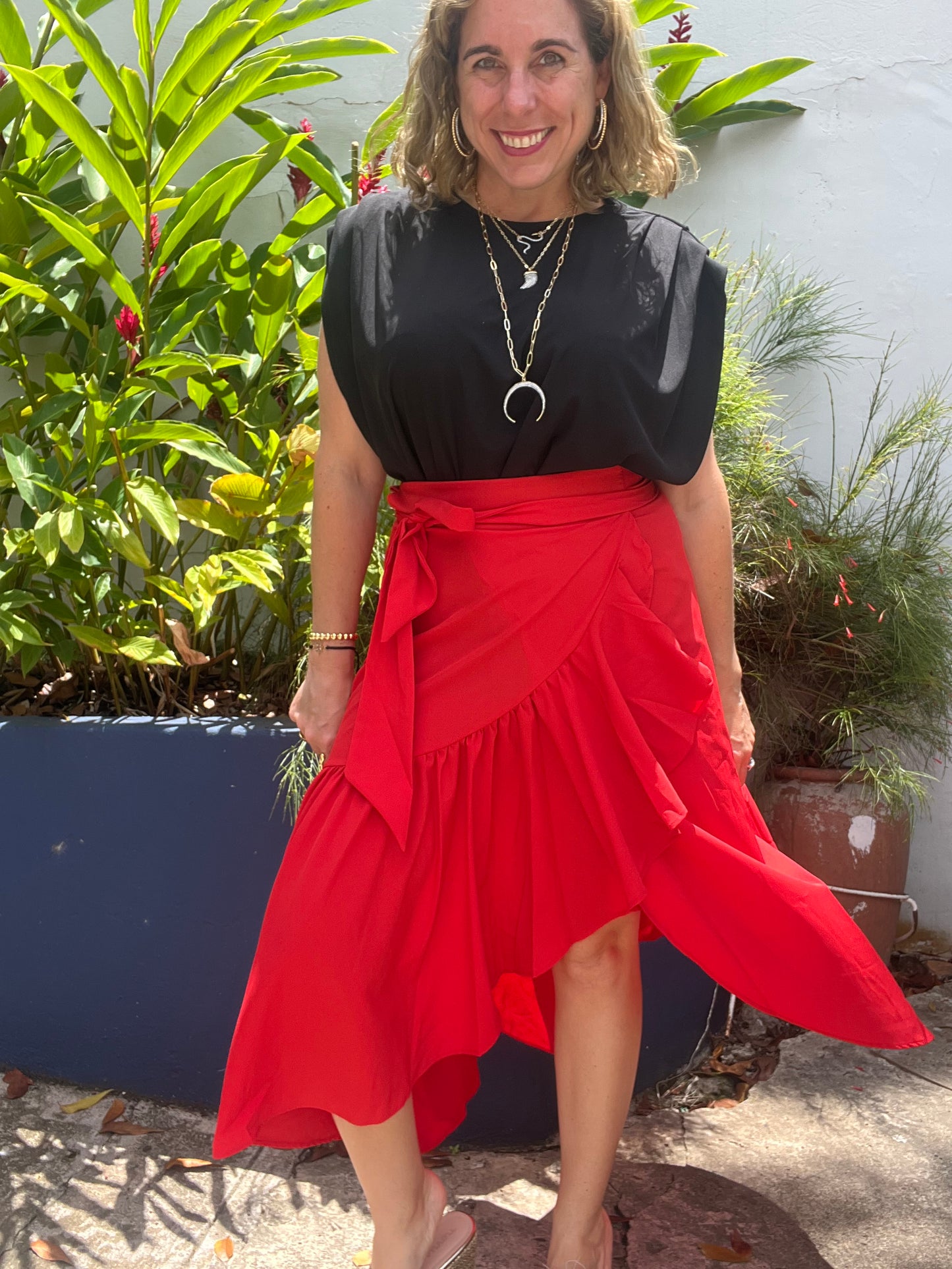 Red Solid Skirt