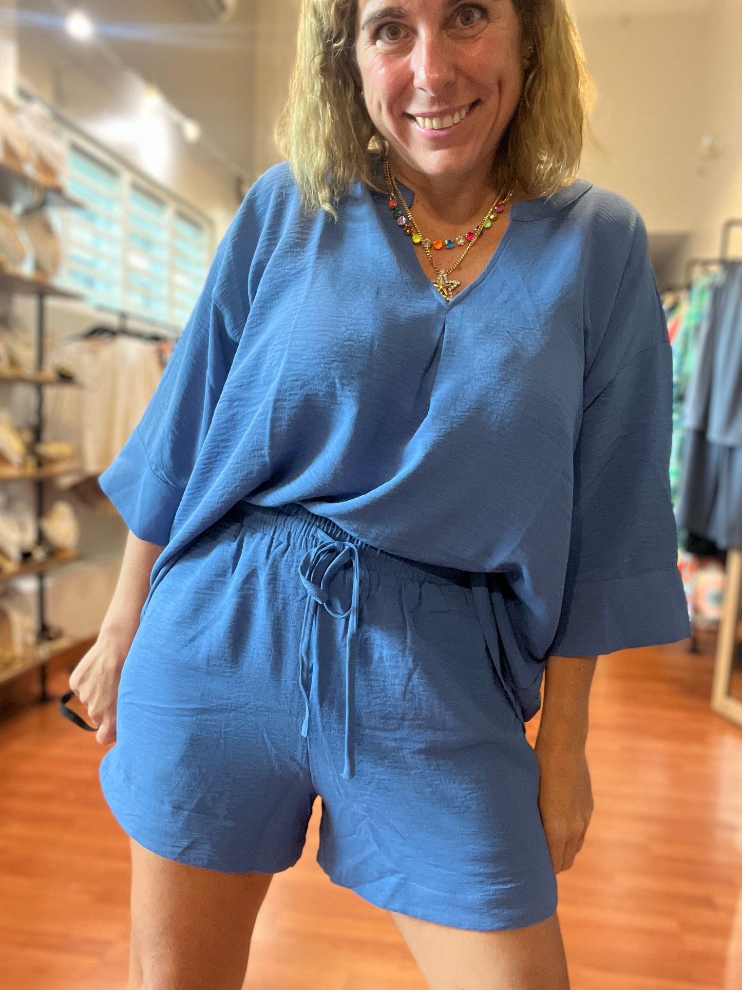 Blue short set