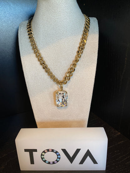 Tova Chunky Necklace Solitario Clear/Dorado