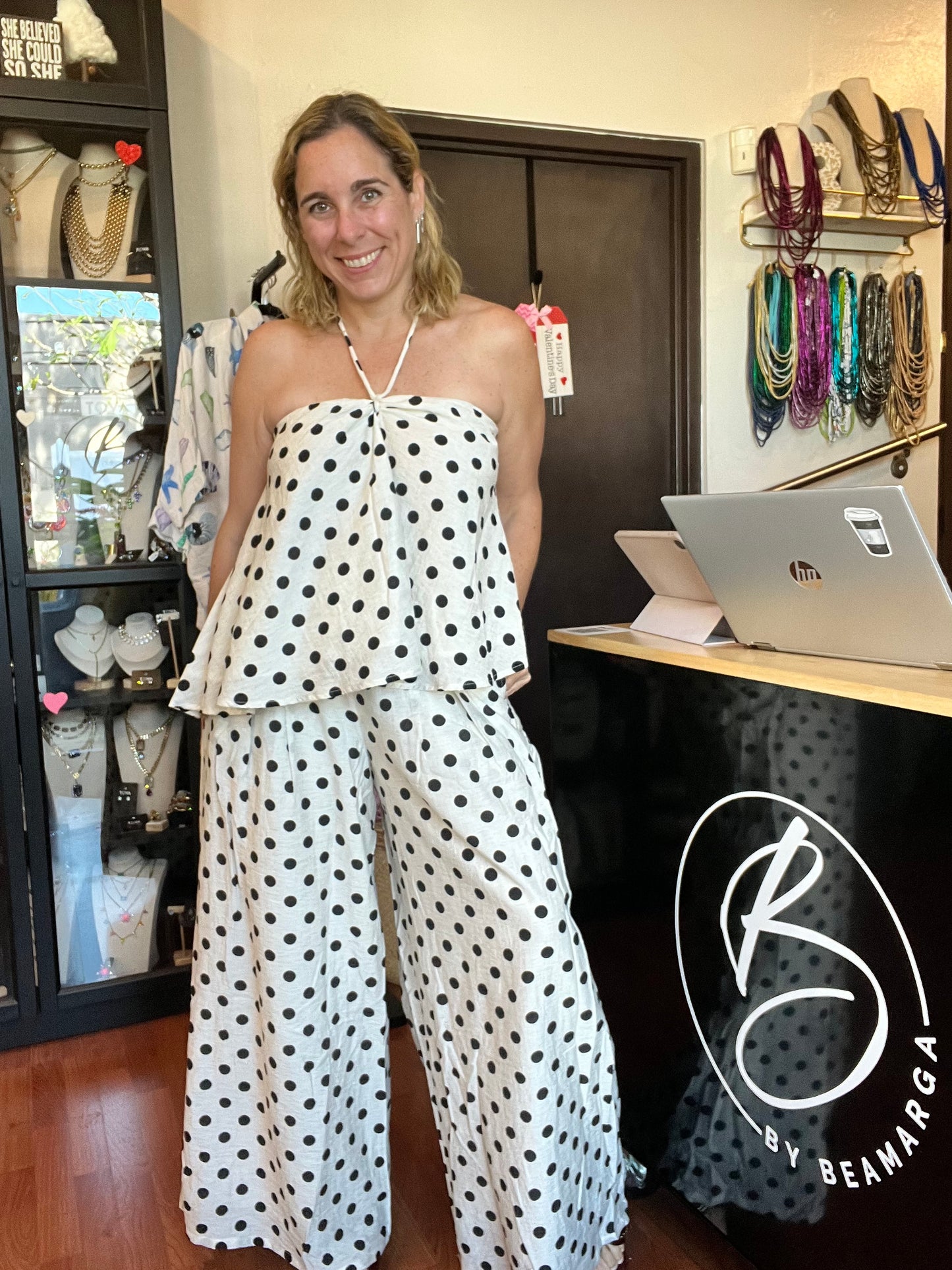 Ivory Polka dot pant