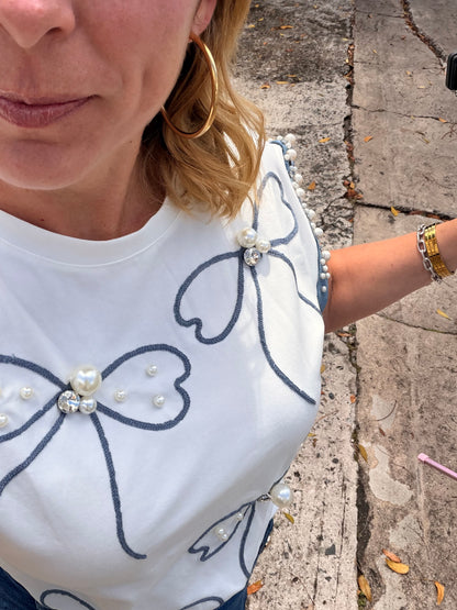 Denim Bow Top