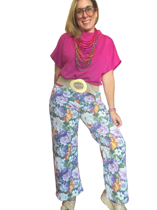 Multi Flower Print Pants