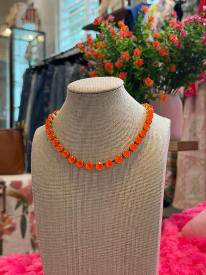 TOVA Oakland Necklace in Gold Electric Orange