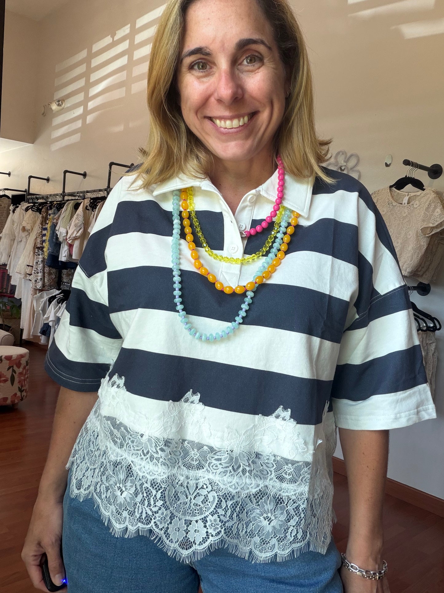 Stripe Lace Top