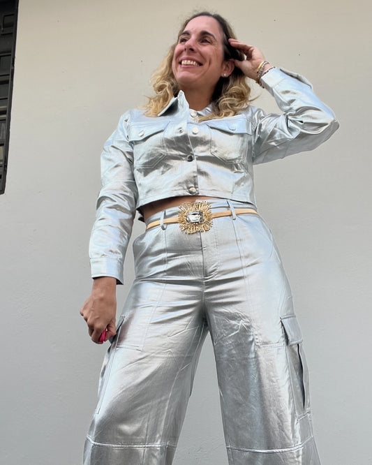 Silver trucker jacket