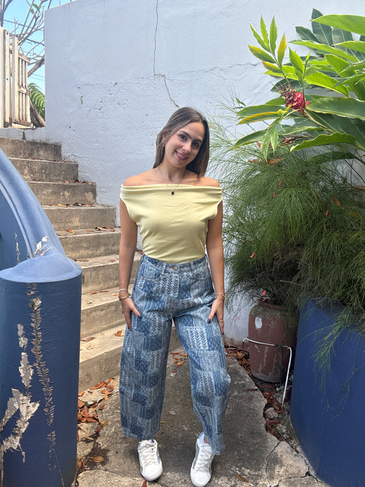 Patchwork Barrel Pants