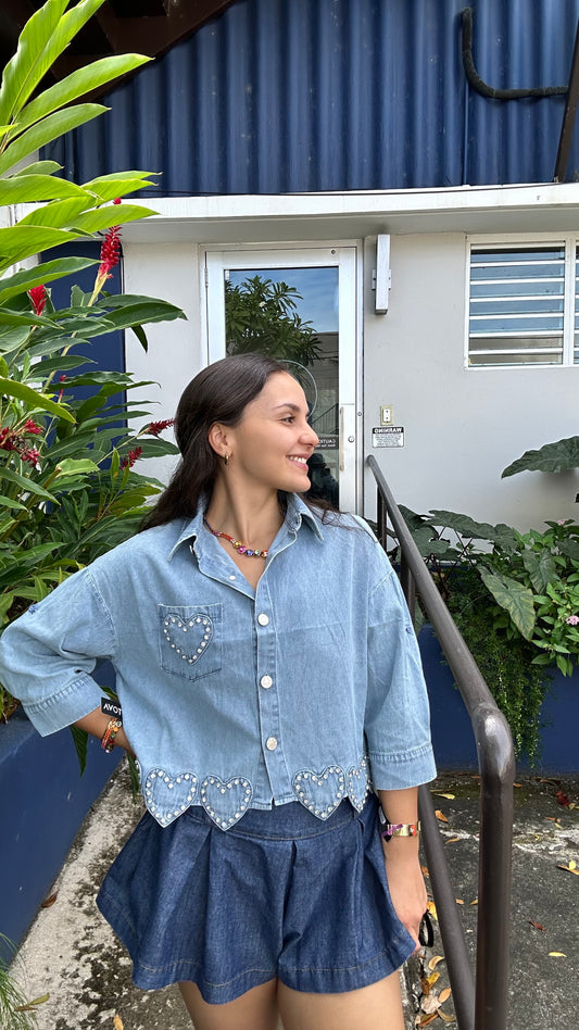 Heart Denim Top