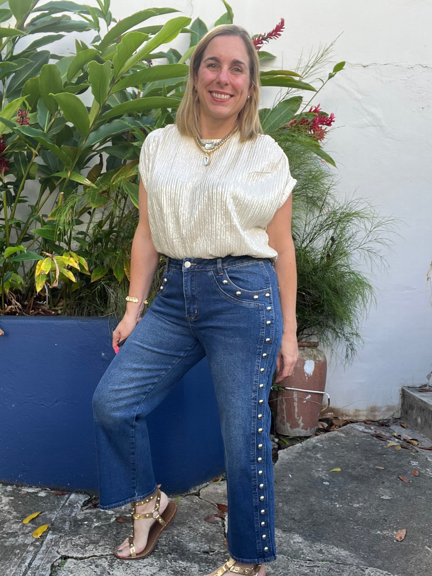 Coco metal studded jean