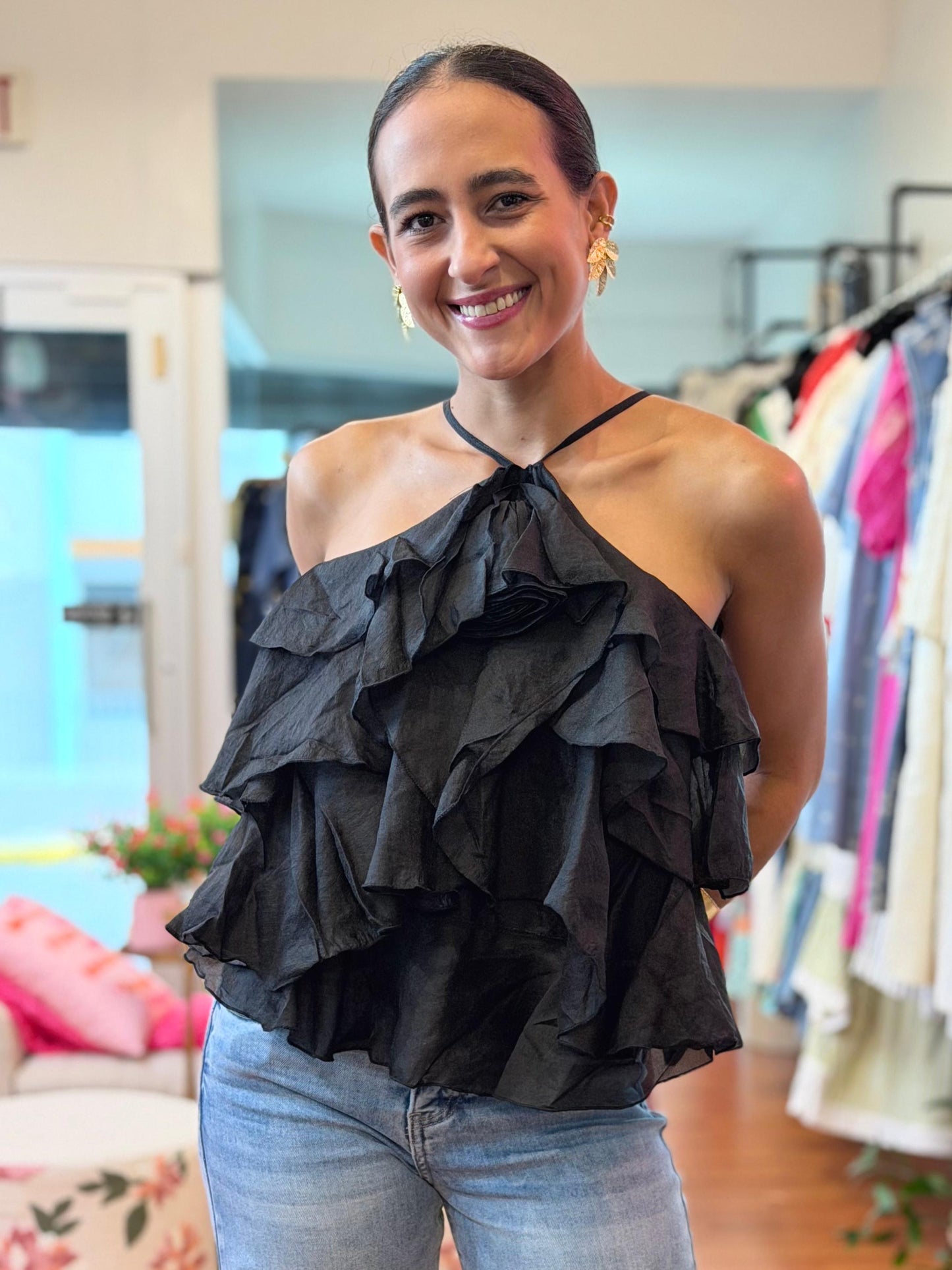 Black Ruffles Top