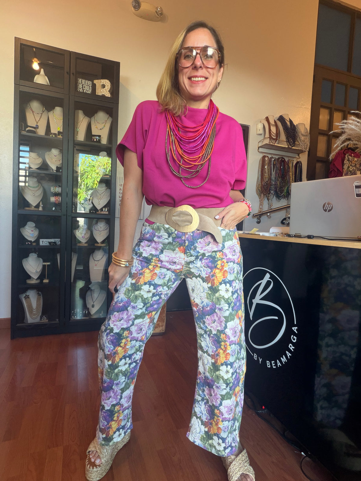 Multi Flower Print Pants