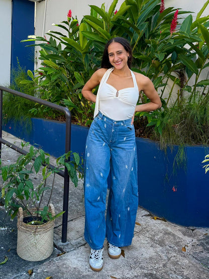 Shells Embroidered Denim