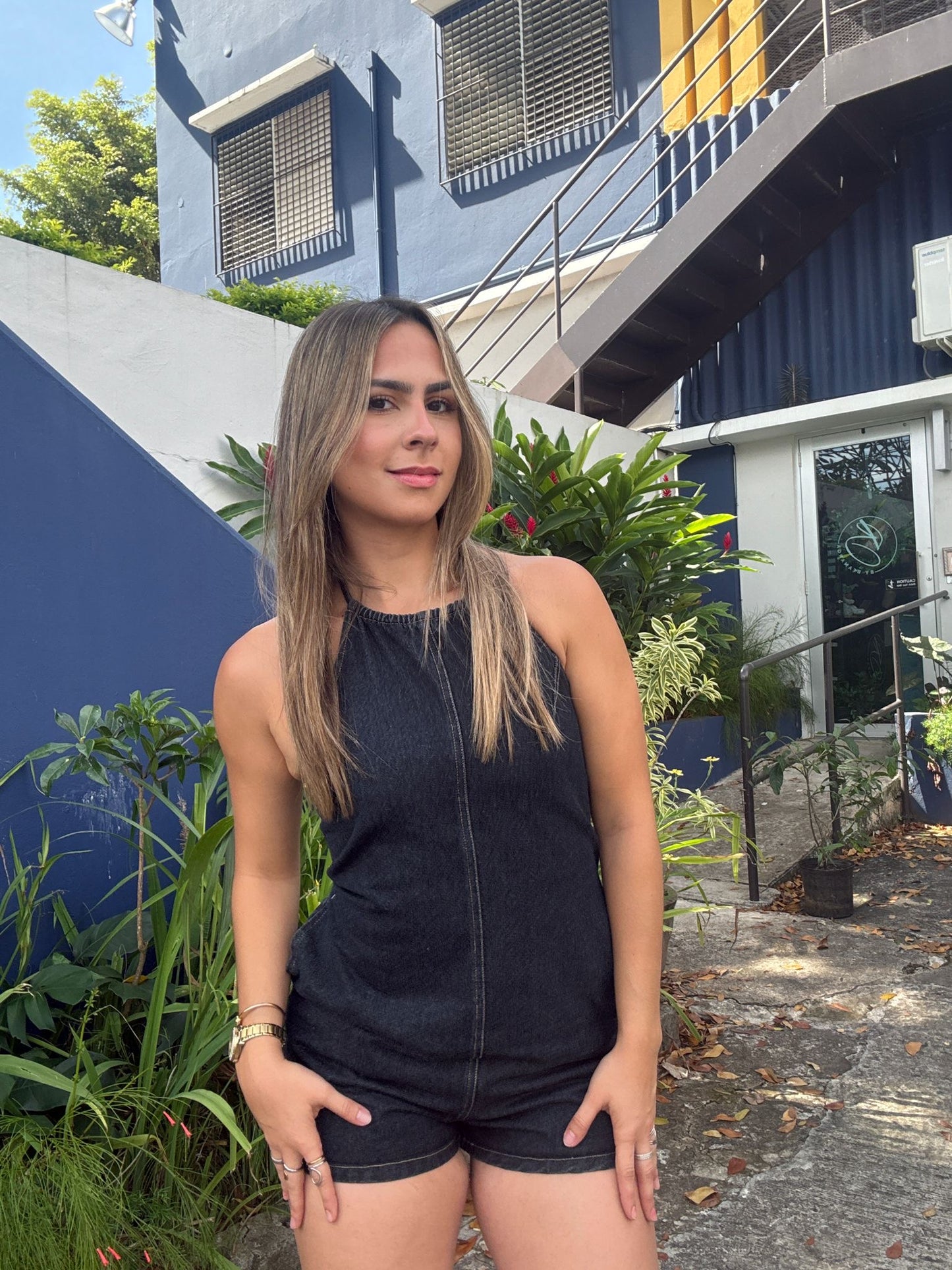 Dark Denim Romper