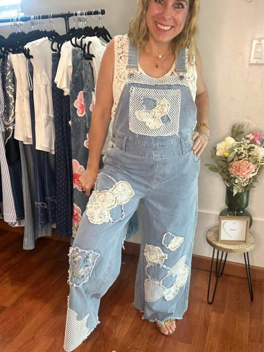 Flower Denim Jumpsuit