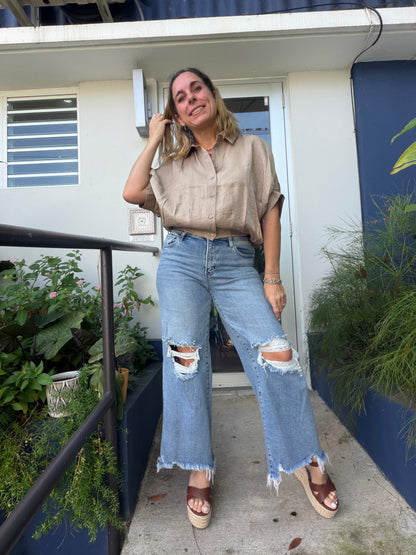 High Rise Stretchy Distressed Jeans