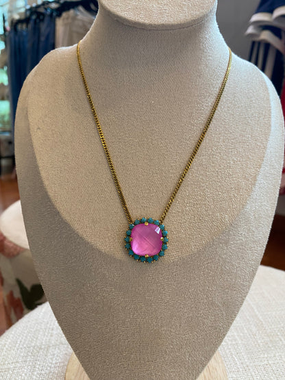 TOVA Cambrie Necklace in Ultra Fuchsia & Turquoise