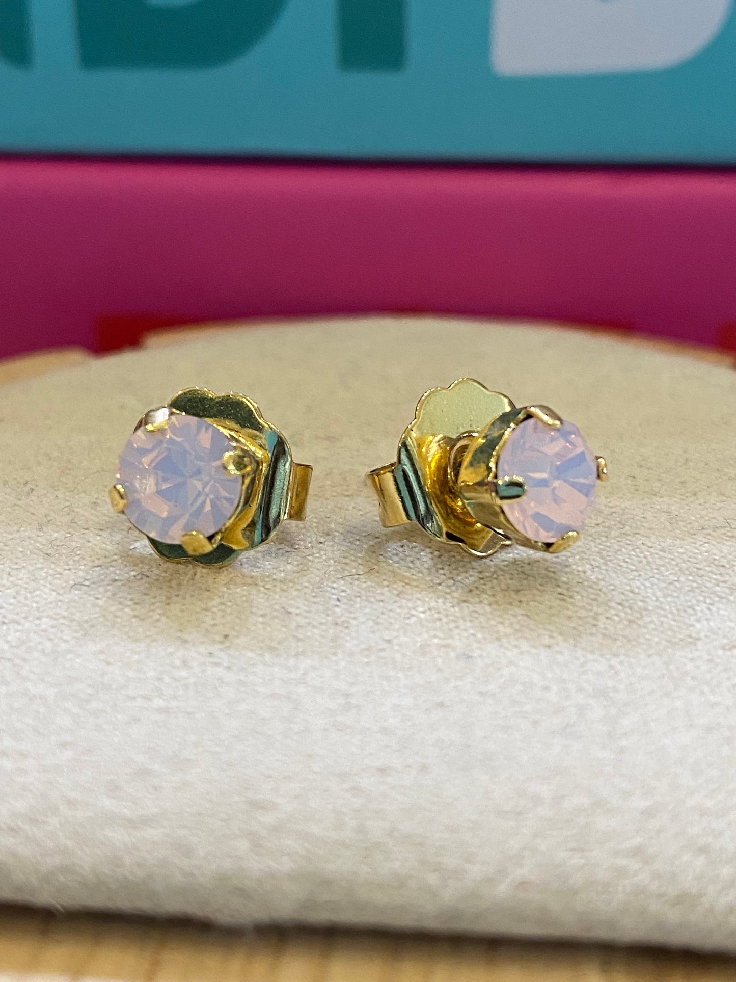 TOVA Sarina Studs Custom in Rose Water Opal