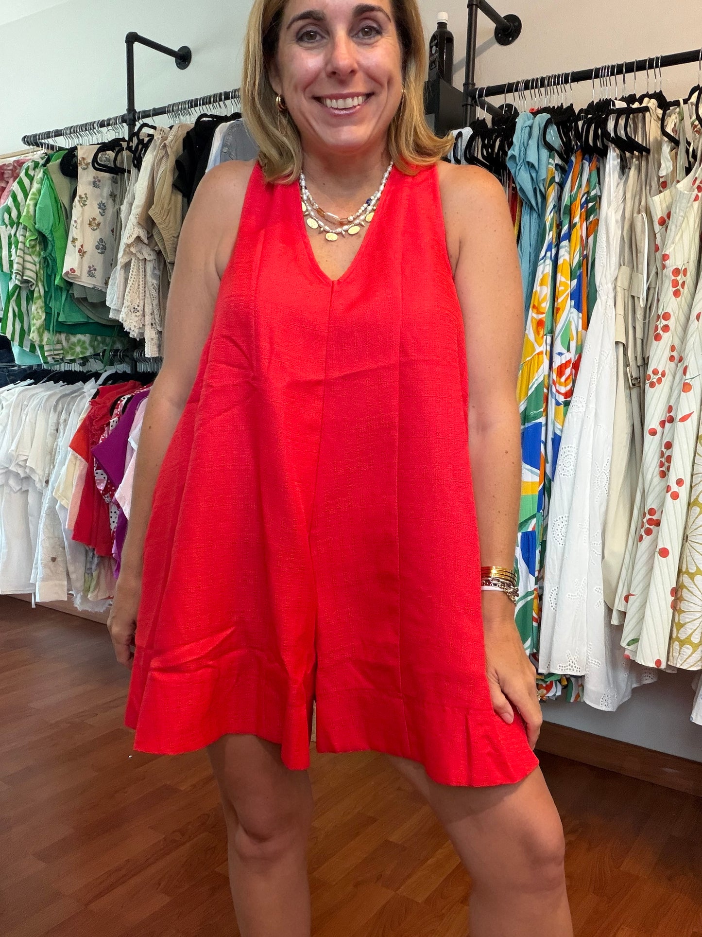 Cleo Red Romper