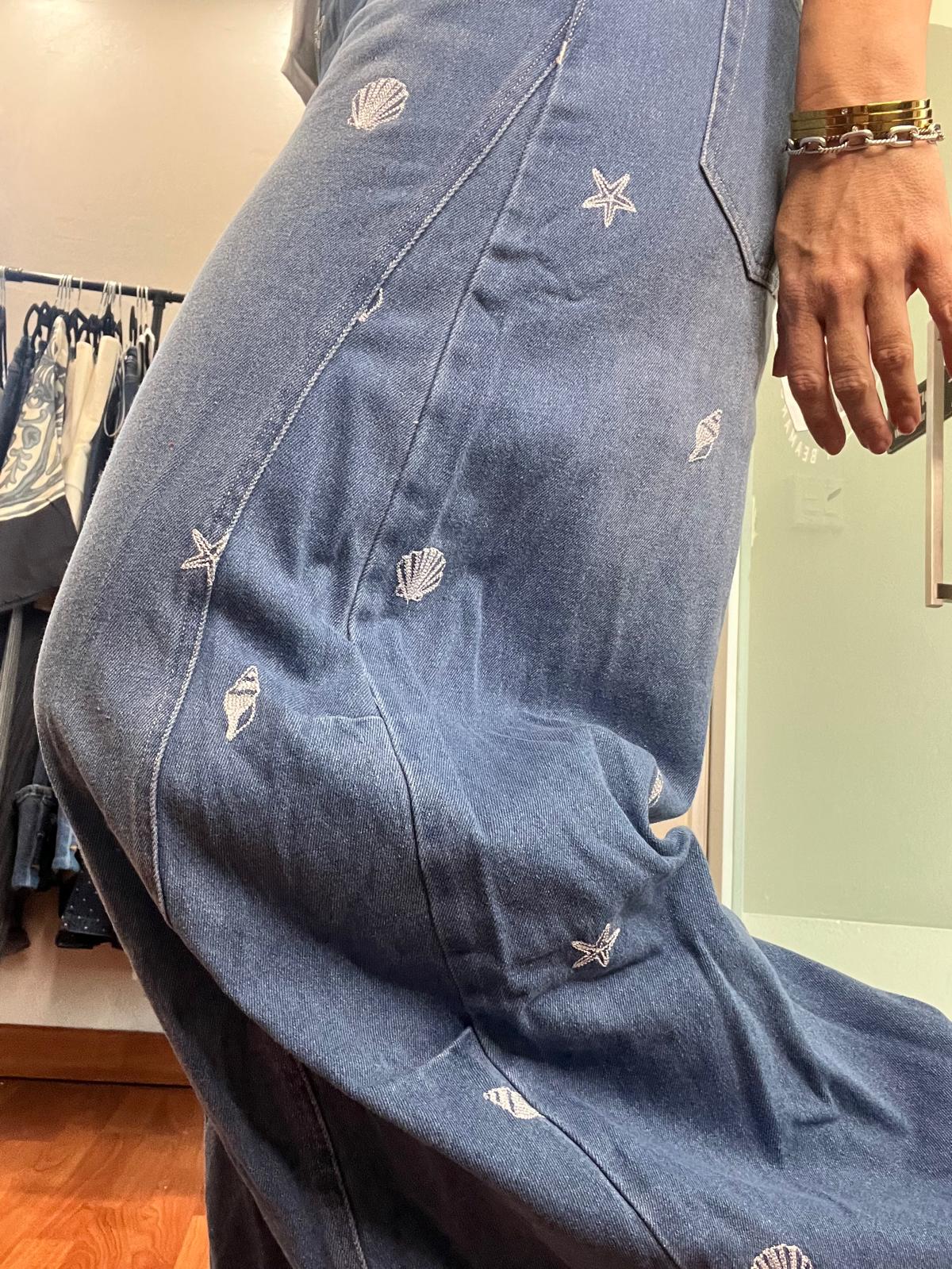 Shells Embroidered Denim