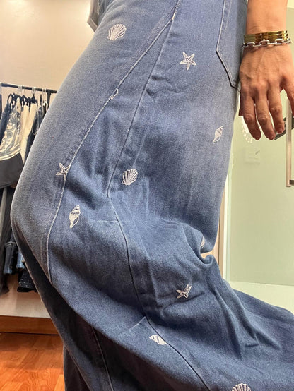 Shells Embroidered Denim