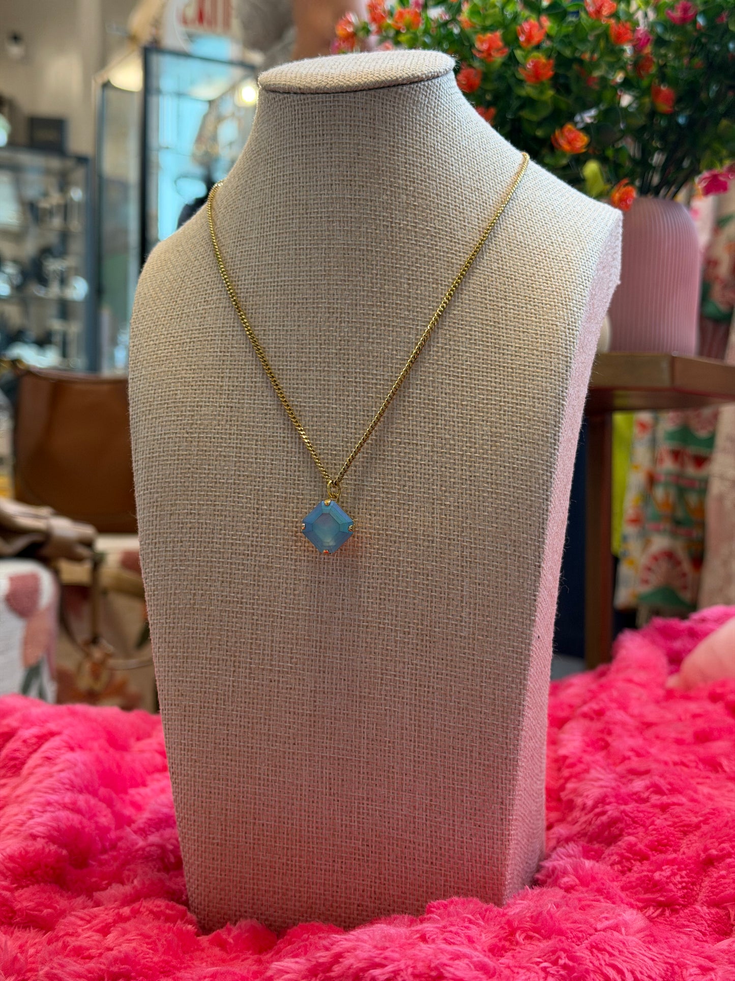 TOVA Nikki Necklace in Aqua Frost