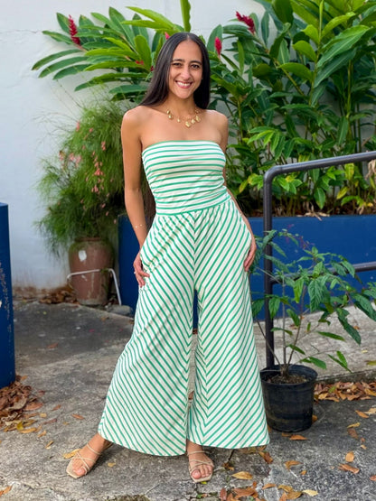 Striped Green Jumpsuit
