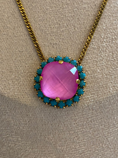 TOVA Cambrie Necklace in Ultra Fuchsia & Turquoise