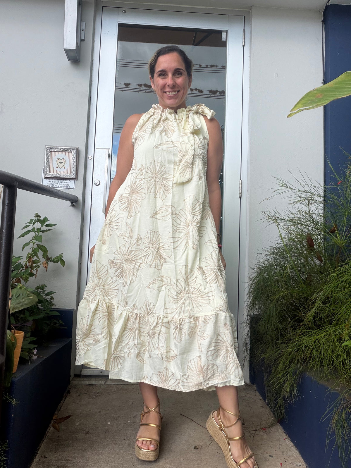 Floral Embroidery Midi Dress
